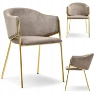 Krzesła - Krzesło W Formie Złota Rama I Nogi Obłe Siedzisko W Miłej Tkaninie Cloe Beż - miniaturka - grafika 1