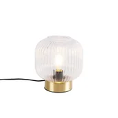 Lampy stojące - QAZQA Mosiężna lampa stołowa w stylu art deco - Karel - miniaturka - grafika 1