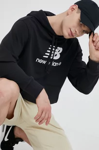 New Balance bluza męska kolor czarny z kapturem z nadrukiem MT31537BK-7BK - Bluzy męskie - miniaturka - grafika 1