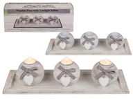 Świeczniki - Drewniana podstawka z 3 świecznikami - miniaturka - grafika 1