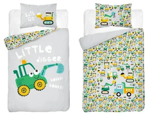 Pościel bambusowa dziecięca 90x120 szara z zieloną koparką Baby Bamboo - Pościel dla dzieci Pościel bambusowa dziecięca 90x120 szara z zieloną koparką Baby Bamboo - Pościel dla dzieci - miniaturka - grafika 1