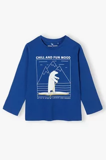 Bluzki dla chłopców - Bluzka chłopięca bawełniana niebieska z nadrukiem - grafika 1
