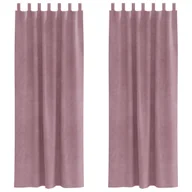 Zasłony - Zasłony vidaXL Ciemnoróżowe Poliester 140 x 245 cm Ozdobne wstawki - miniaturka - grafika 1