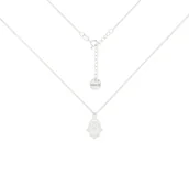 Naszyjniki - Srebrny choker pancerka z ażurową ręką Fatimy - miniaturka - grafika 1