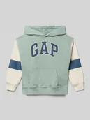 Swetry dla chłopców - bluza z kapturem o kroju regular fit z nadrukiem z logo - miniaturka - grafika 1