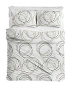 Pościel - Matex Pościel flanelowa 160x200 F-80A Koła biała bordowa beżowa geometria - miniaturka - grafika 1