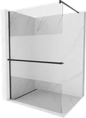 Ścianki i drzwi prysznicowe - Mexen Kioto+ ścianka prysznicowa z półką Walk-in 100 x 200 cm, transparent/szron, czarna - 800-100-121-70-35 - miniaturka - grafika 1