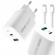 Ładowarki do telefonów - Ładowarka sieciowa VIDVIE PLE248 1xUSB + 1xType-C + kabel Type-C/Type-C 3A PD 20W biały - miniaturka - grafika 1