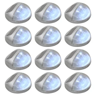 The Living Store Ścienne lampy solarne LED na zewnątrz - 12 szt - okrągłe - srebrne - Lampa Solarna - Lampy ogrodowe - miniaturka - grafika 1