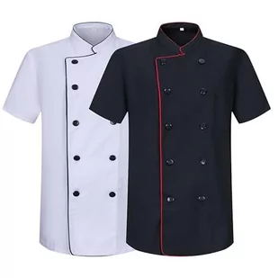 MISEMIYA - Opakowanie 2 sztuki - Męska kurtka kucharska - Męska kurtka kucharska - Mundur Hosteleria - Ref.2-6421B, Czarno-biały, L - Kurtki męskie - miniaturka - grafika 1