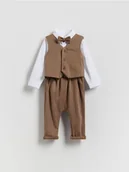 Komplety dla niemowląt - Reserved - Elegancki komplet z muszką - ciemnobrązowy - miniaturka - grafika 1