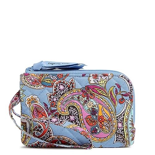 Vera Bradley Damski portfel z podwójnym zamkiem błyskawicznym, bawełniany, z ochroną RFID, One Size