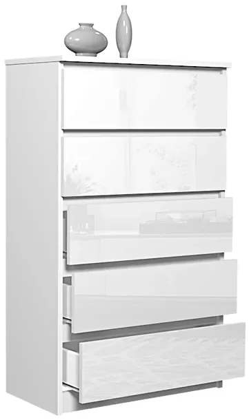 Komoda Biały Połysk York 70 5 Szuflad