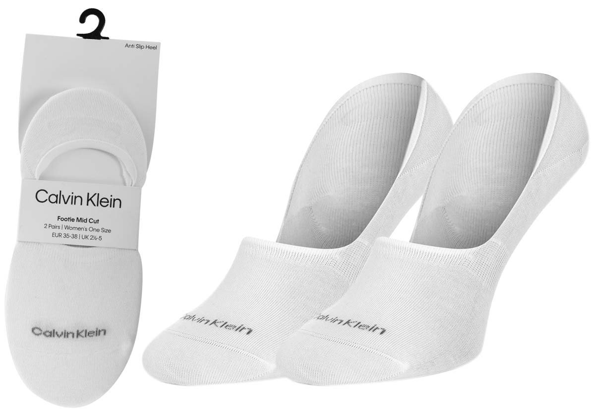 CALVIN KLEIN SKARPETKI STOPKI DAMSKIE 2 PARY WHITE 701218771 002 - Rozmiar: 35-38