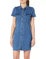 Sukienki - Noisy may Damska sukienka Nmjoy S/S Dress Mb Bg Noos, niebieski (medium blue denim), L - miniaturka - grafika 1