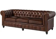 Sofy i kanapy - Sofa Chesterfield #103 Skóra Naturalna Pikowana Kanapa Skórzana 218X84X76 Cm B 6268 - miniaturka - grafika 1