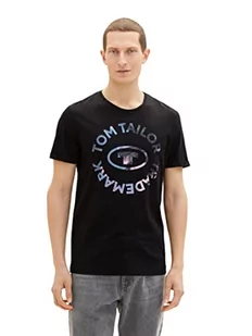 TOM TAILOR T-shirt męski z nadrukiem, 2999 - Black, L - Koszulki męskie - miniaturka - grafika 1