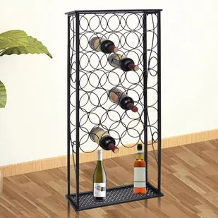 vidaXL vidaXL Metalowy stojak na wino 28 butelek z podstawą - Stojaki na wino - miniaturka - grafika 1