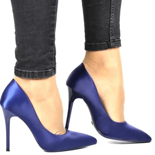 SZPILKI CZÓŁENKA DAMSKIE SATYNOWE SEASTAR 129P NAVY GRANATOWE - Czółenka - miniaturka - grafika 1