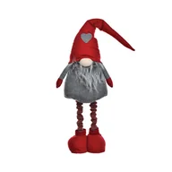 Ozdoby bożonarodzeniowe - Skrzat materiałowy 30cm szaro-czerwony teleskopowe nogi - miniaturka - grafika 1