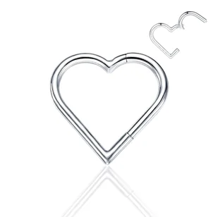 Tytanowy Clicker w kształcie serca. Serce kółko - Kolczyki - miniaturka - grafika 1