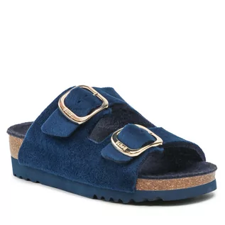 Klapki i japonki damskie - Scholl Klapki Ilary Velvet F29536 1040 350 Navy Blue - grafika 1