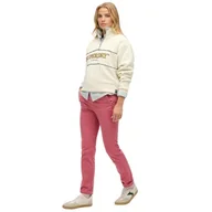Spodnie damskie - Spodnie damskie Superdry Mid Rise chinosy casualowe różowe-W30 - miniaturka - grafika 1