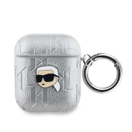Akcesoria do słuchawek - Karl Lagerfeld PU Embossed Karl Head Case for AirPods 1/2 Silver - miniaturka - grafika 1