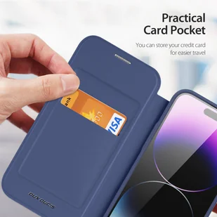 Etui iPhone 15 Pro magnetyczny pokrowiec MagSafe z klapką Dux Ducis Skin X Pro - niebieskie - Etui i futerały do telefonów - miniaturka - grafika 11