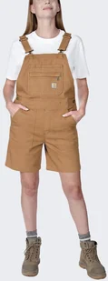 Krótkie Ogrodniczki Carhartt Rugged Canvas Brown - Spodnie sportowe męskie - miniaturka - grafika 1