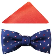 Krawaty i muchy męskie - Granatowa mucha męska w biało-czerwone romby A53 - miniaturka - grafika 1