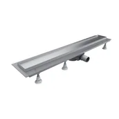 Odpływy liniowe - SCHEDPOL OLP80/ST-LOW Odpływ liniowy BASE-LOW z płaskim syfonem odpływ liniowy 80x8x7 - miniaturka - grafika 1