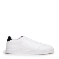 Półbuty męskie - Męskie sneakersy z ekoskóry klasyczne białe - miniaturka - grafika 1