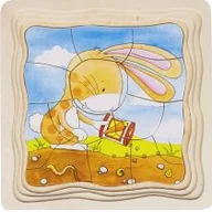 Układanki dla dzieci - Goki Puzzle warstwowe Królik i marchewki 57495 - miniaturka - grafika 1