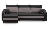 Narożniki - Narożnik rozkładany do salonu, Hewlet, 230x140x75 cm, czarny, szary - miniaturka - grafika 1
