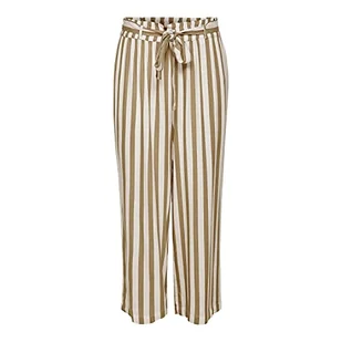 Only Onlastrid Life Culotte Spodnie Wvn Noos Spodnie Damskie, Cloud Dancer/Stripes:beżowy paski, 28 - Spodnie damskie - miniaturka - grafika 1