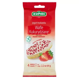 Kupiec Wafle kukurydziane jogurt truskawka 64 g (4 sztuki) - Pieczywo chrupkie - miniaturka - grafika 1