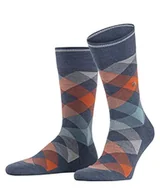 Skarpetki damskie - Burlington Mężczyźni Skarpety Newcastle M SO Najlepsza Wełna z wzorem 1 Para, Niebieski (Dark Blue Melange 6688), 40-46 - miniaturka - grafika 1