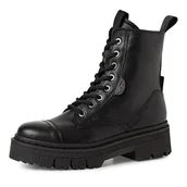 Botki damskie - Tamaris Damskie sztyblety Lace Boot Flat 1-25204-45, czarne, rozmiar 37 EU, czarny, 37 EU - miniaturka - grafika 1