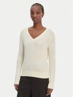 Swetry damskie - Calvin Klein Sweter LV044F324G Écru Regular Fit - miniaturka - grafika 1
