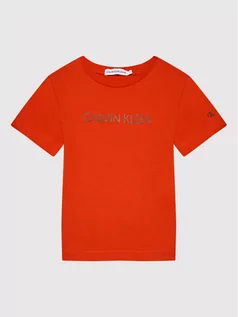 Koszulki dla chłopców - Calvin Klein Jeans T-Shirt Institutional IB0IB00347 Czerwony Regular Fit - grafika 1