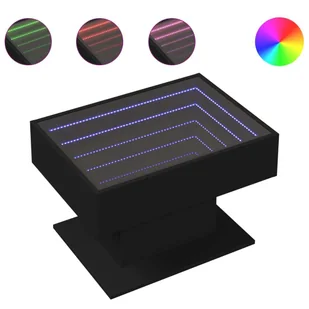 vidaXL stolik kawowy LED czarny 70x50x45 cm materiał drewnopochodny - Ławy i stoliki kawowe - miniaturka - grafika 1