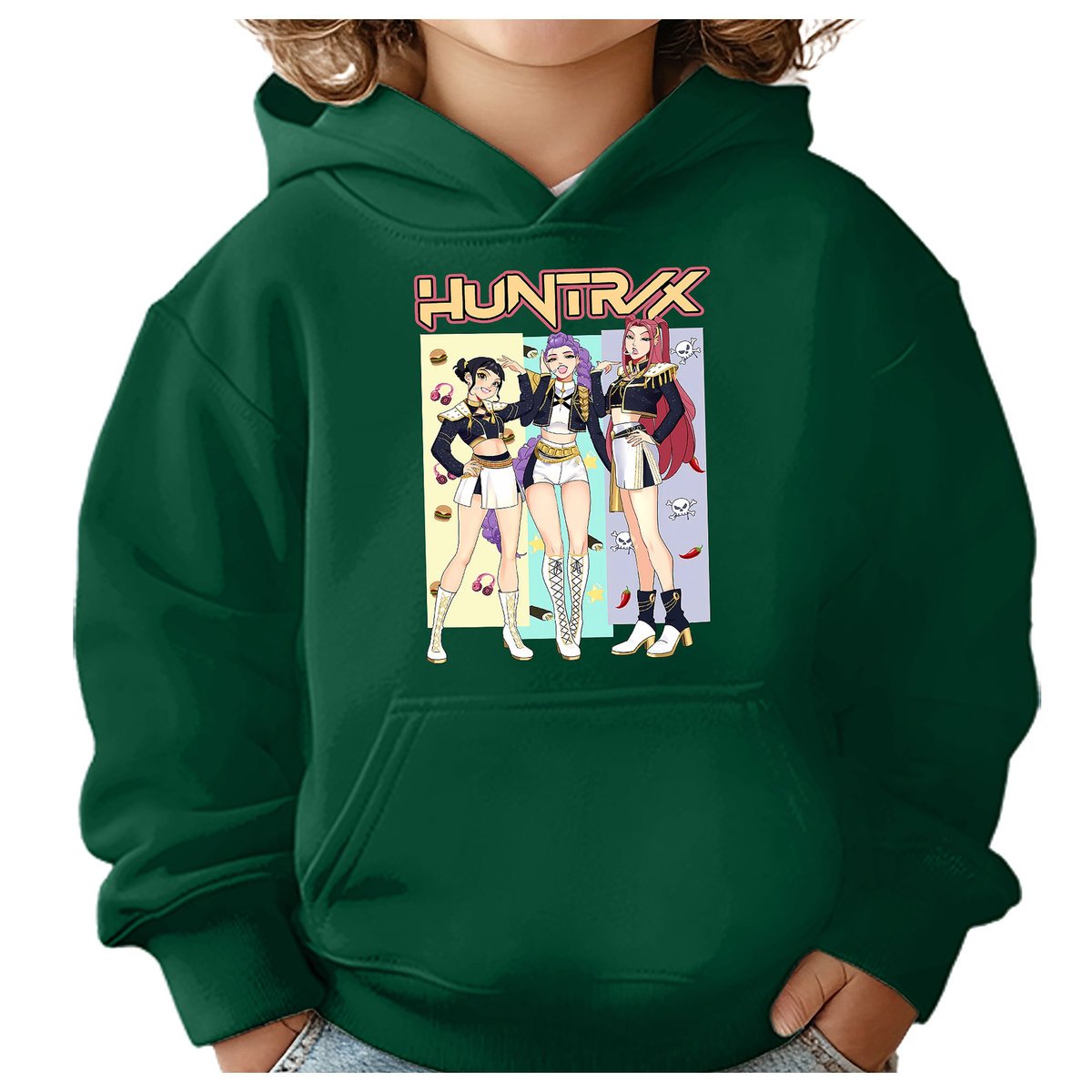 BLUZA DZIECIĘCA KPOP DEMON HUNTERS HUNTRIX 134-140 Z KAPTUREM BAWEŁNIANA