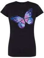 Koszulki i topy damskie - T-Shirt damski modny nadruk kolorowy motyl R.S - miniaturka - grafika 1