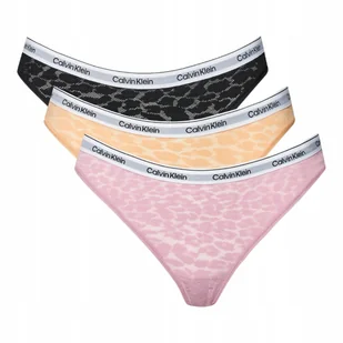 CALVIN KLEIN BRAZYLIANY DAMSKIE MAJTKI 3PK CZARNE/BRZOSKWINIA/FIOLETOWE XS - Majtki damskie - miniaturka - grafika 1