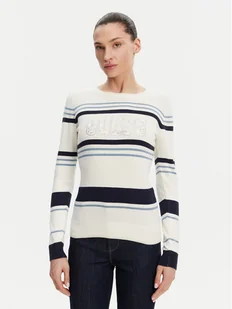Guess Sweter W5GR18 Z2NQ2 Écru Slim Fit - Swetry damskie - miniaturka - grafika 1