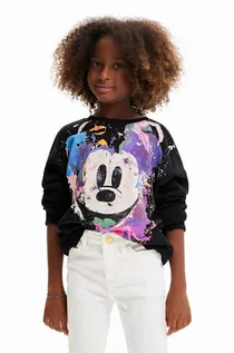 Bluzy dla dziewczynek - Desigual bluza bawełniana dziecięca kolor czarny z nadrukiem - grafika 1