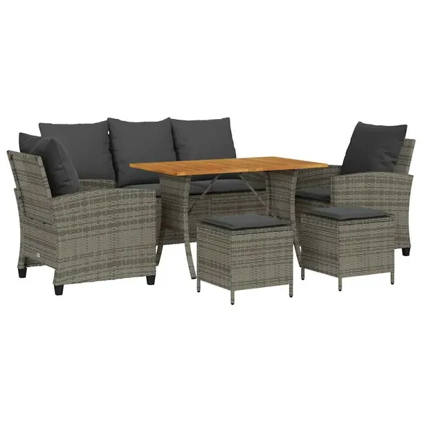 Modułowy zestaw mebli ogrodowych szary rattan PE, wymiary 168 x 72 x 79 cm