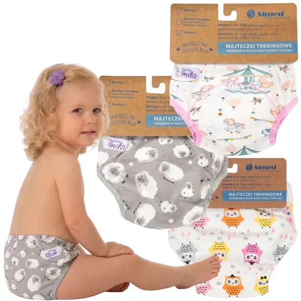 MAJTKI TRENINGOWE MAJTECZKI XL 14-17 kg sikania do nocnika 3szt DZIEWCZYNKA