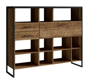 Regał Tarabo Wm 48 2S1D Czarny Mat / Świerk Alpejski - Inne meble do salonu - miniaturka - grafika 1